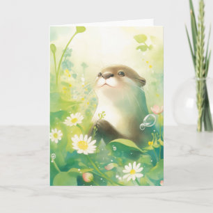 Otter in the Flowering Meadow Card