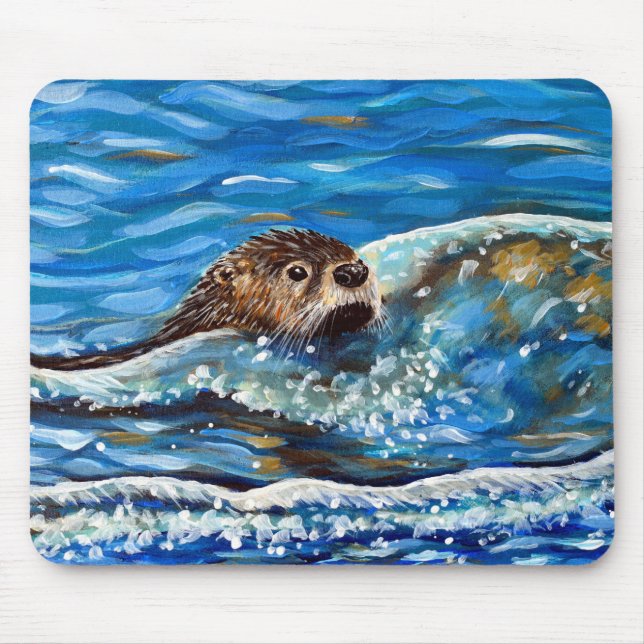 Otter in the Sea Painting Mouse Pad (Front)