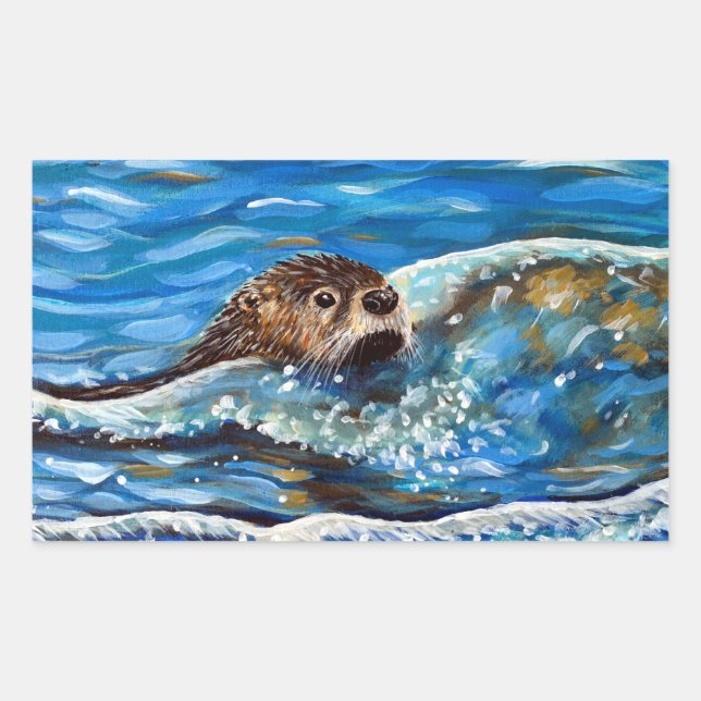 Otter in the Sea Painting Sticker (Front)