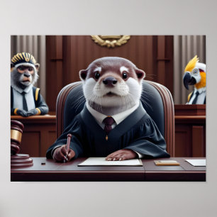 Otter Judge Holding Gavel Poster