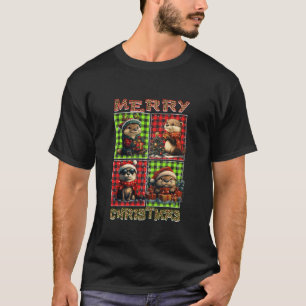 Otter Leopard Buffalo Plaid Animals Lover Merry Ch T-Shirt