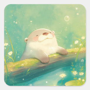 Otter Log of Leisure Square Sticker