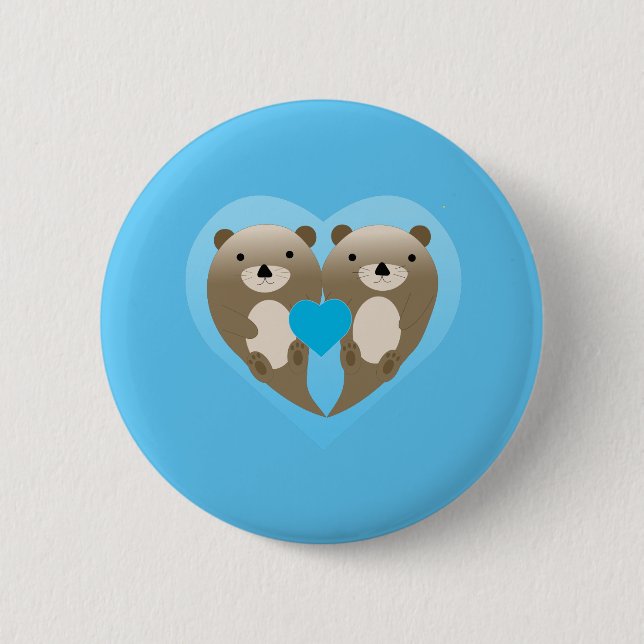 Otter Love 2 Inch Round Button (Front)