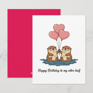 Otter Love Birthday Card for Girlfriend Boyfriend