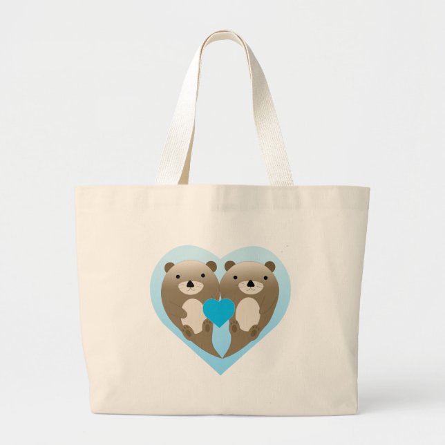 Otter Love Large Tote Bag (Front)