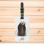 Otter Lover Monogram Personalized Luggage Tag<br><div class="desc">This design was created though digital art. It may be personalized in the area provide or customizing by choosing the click to customize further option and changing the name, initials or words. You may also change the text colour and style or delete the text for an image only design. Contact...</div>