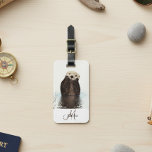Otter Lover Monogram Personalized Luggage Tag<br><div class="desc">This design was created though digital art. It may be personalized in the area provide or customizing by choosing the click to customize further option and changing the name, initials or words. You may also change the text colour and style or delete the text for an image only design. Contact...</div>