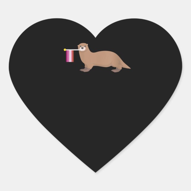 Otter Lovers | Otter Lesbian Flag Cute Rainbow Heart Sticker (Front)
