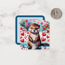 'otter'-ly Cute Kids Classroom Valentine Note Card