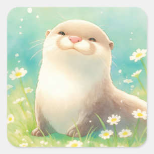 Otter Meadow Haven Square Sticker