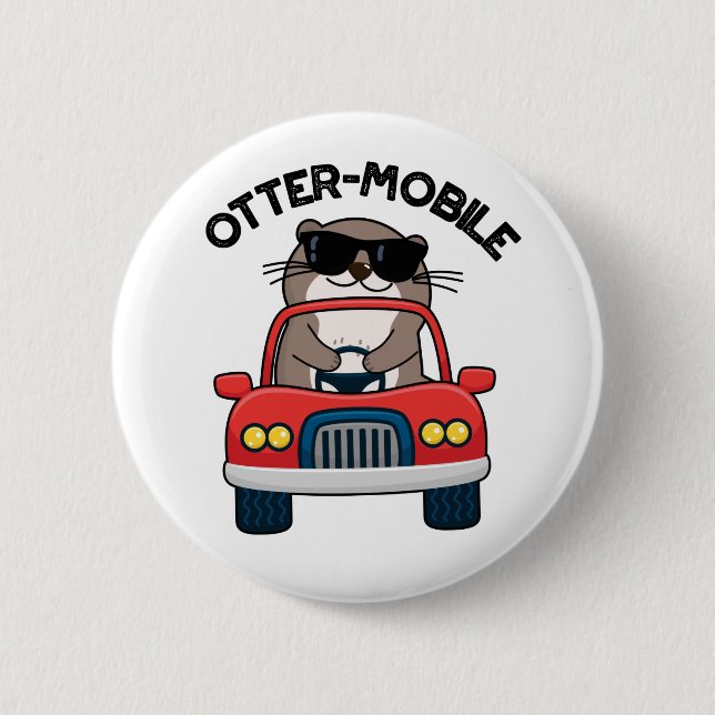 Otter-mobile Funny Animal Car Pun  2 Inch Round Button (Front)