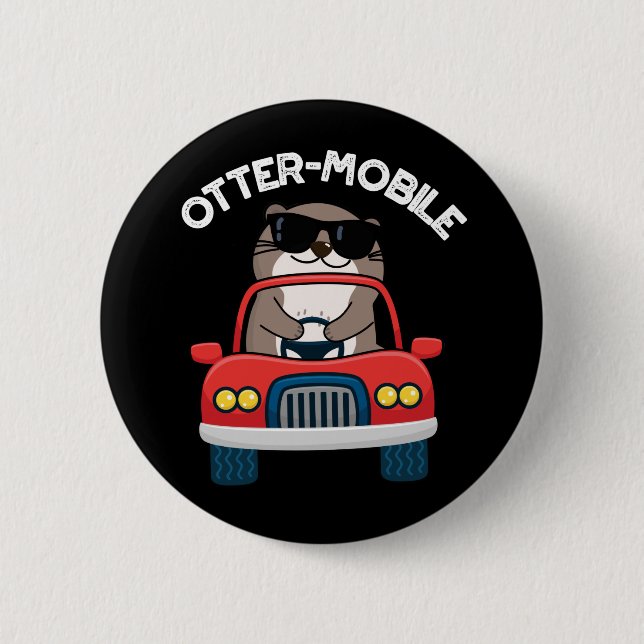 Otter-mobile Funny Animal Car Pun  2 Inch Round Button (Front)