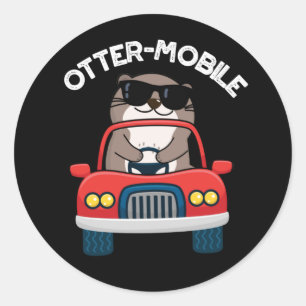 Otter-mobile Funny Animal Car Pun Classic Round Sticker