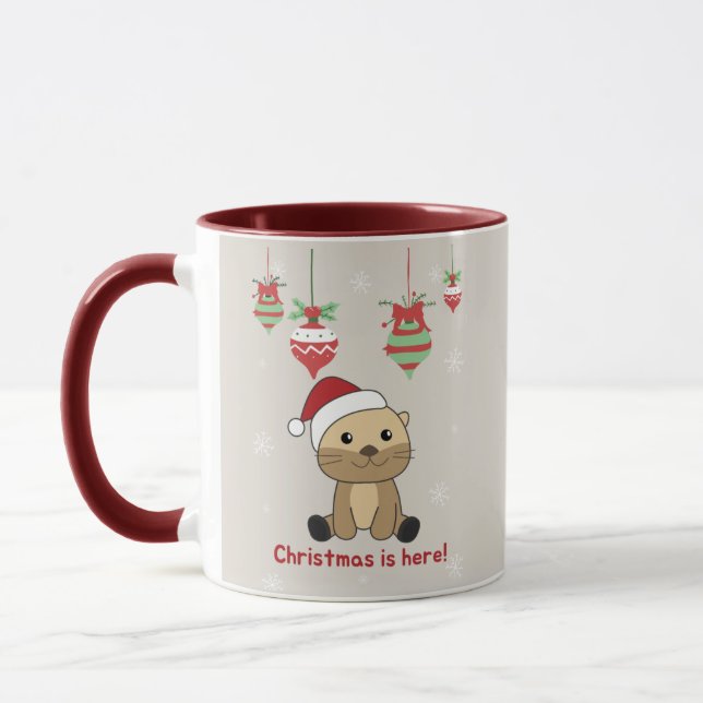 Otter Noël Neige Animaux d'hiver Otter Mug (Gauche)