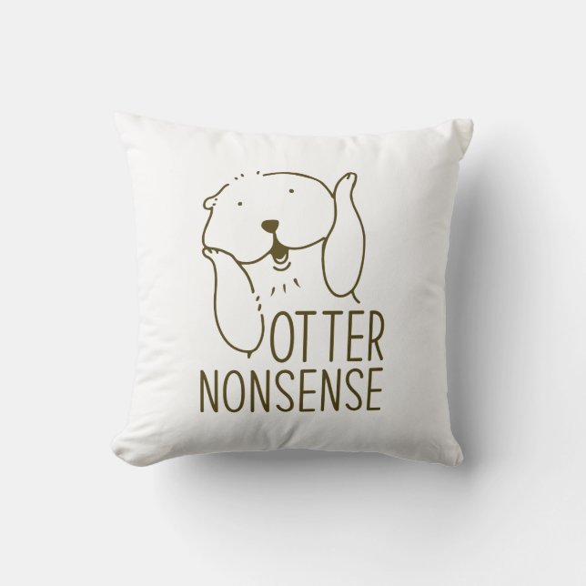 Otter Nonsense Throw Pillow (Front)