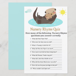 Otter Nursery Rhyme Quiz baby shower game