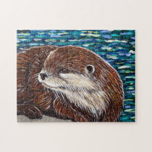 Otter on a Rock Painting Jigsaw Puzzle