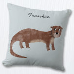 Otter Personalized Throw Pillow<br><div class="desc">A cute and suspicious looking otter for wildlife lovers.  Original art by Nic Squirrell. Change the name to personalize.</div>