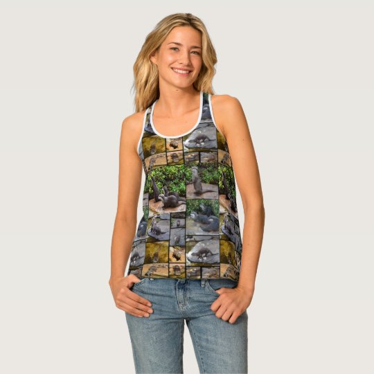 Otter Photo Collage, Ladies Racerback Tanktop Tank Top