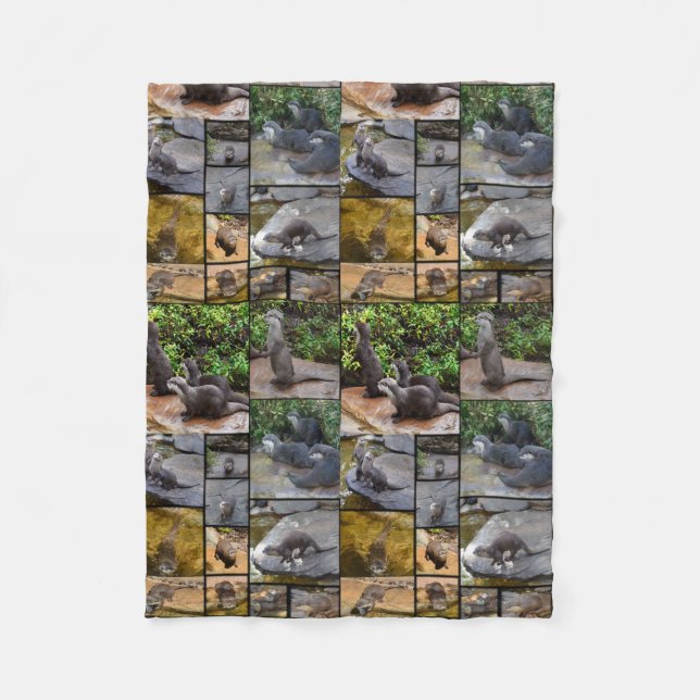 Otter Photo Collage petite couverture en polaire (Devant)
