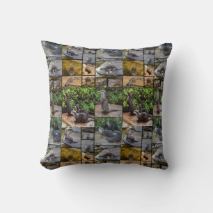Otter Photo Collage, Throw Cushion. Pillow