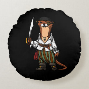 Otter Pirate Animal Sailor Captain Animal Round Pillow