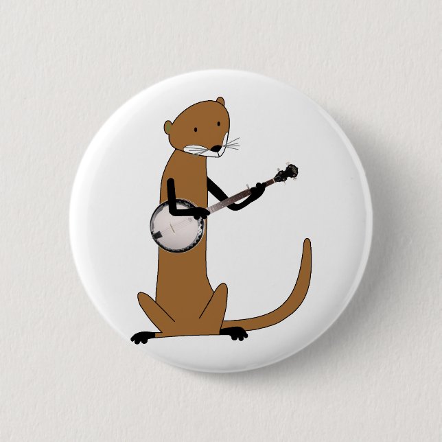 Otter Playing the Banjo 2 Inch Round Button (Front)
