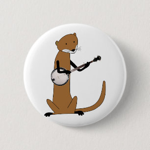 Otter Playing the Banjo 2 Inch Round Button