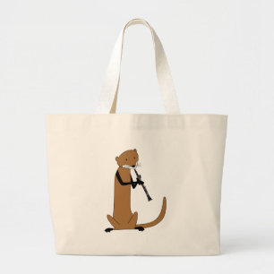 Otter Playing the Clarinet Large Tote Bag