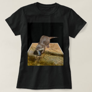 Otter Popout Art, Ladies Black T-shirt