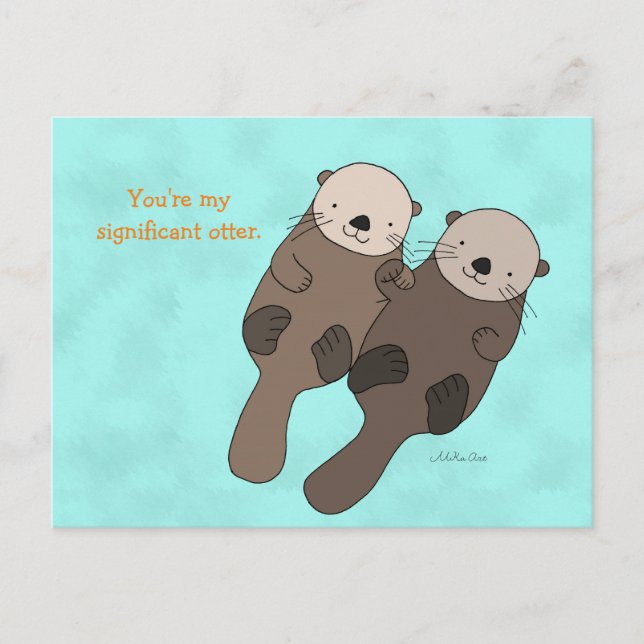 Otter Porte-Mains Carte Postale Cute Otter Couple (Devant)