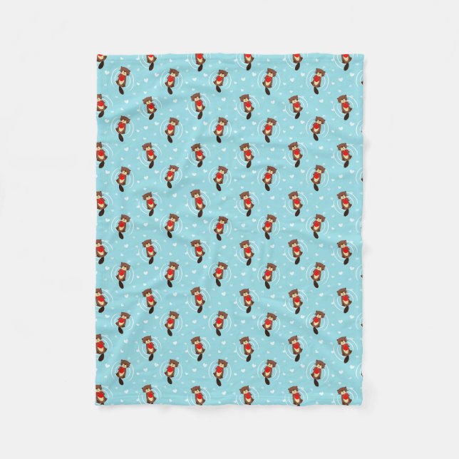 Otter Pups Fleece Blanket (Front)
