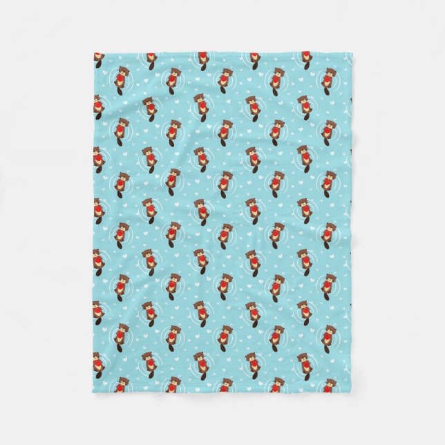 Otter Pups Fleece Blanket (Front)