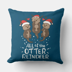 Otter Reindeer Deer Christmas Xmas Gift Present Throw Pillow