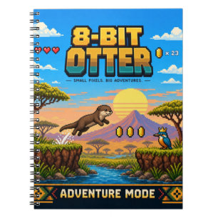 Otter, Retro 8-Bit Pixel Art Notebook