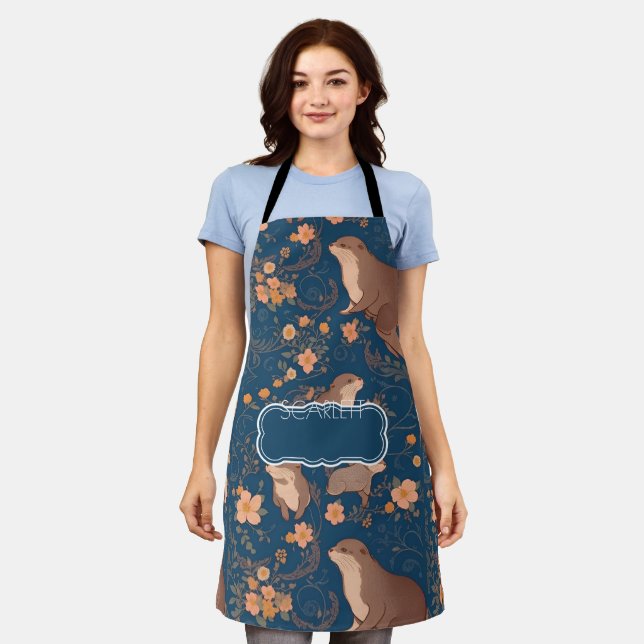 Otter Retro Colourful Personalized Pattern Apron (Worn)