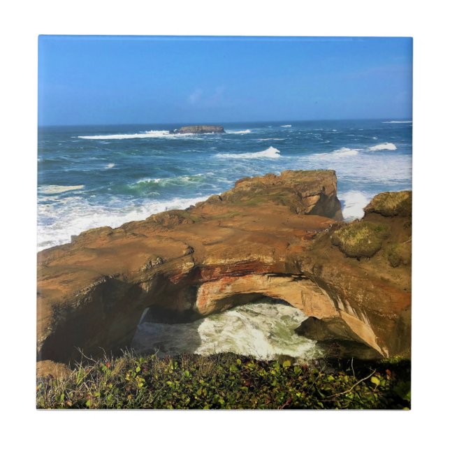 Otter Rock at Devil's Punchbowl State Park, Oregon Tile (Front)
