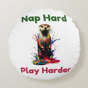Otter Round Pillow