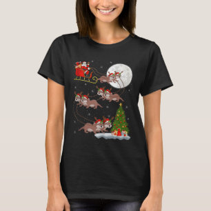 Otter Santa Sleigh Flying Funny Magical Christmas T-Shirt