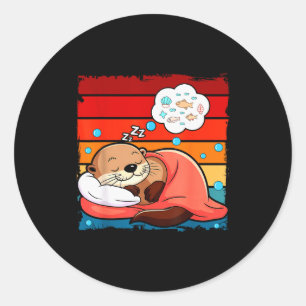 Otter Sleeng Animal Pajamas Nap Pjs Outfit Sea Ott Classic Round Sticker