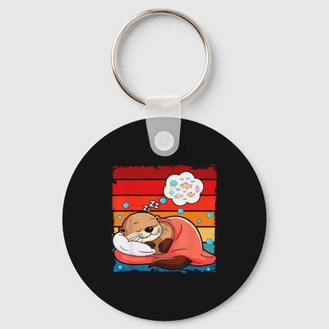 Otter Sleeng Animal Pajamas Nap Pjs Outfit Sea Ott Keychain (Front)