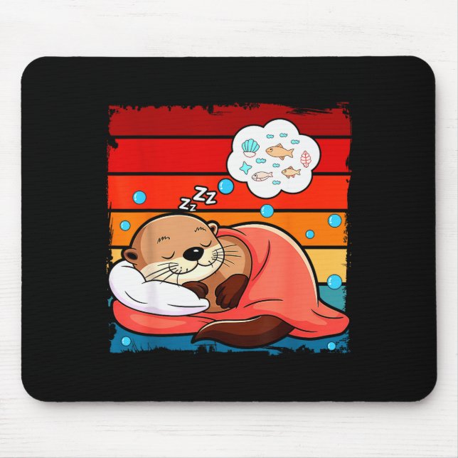 Otter Sleeng Animal Pajamas Nap Pjs Outfit Sea Ott Mouse Pad (Front)