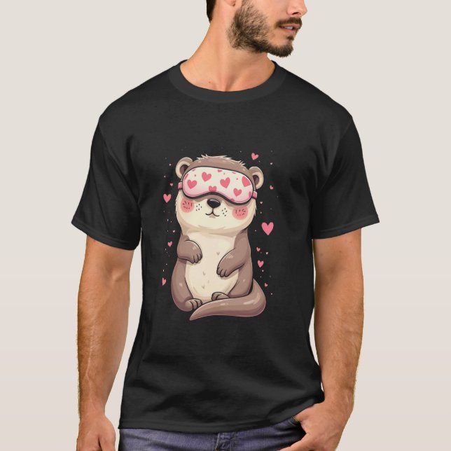 Otter sleep mask heart T-Shirt (Front)
