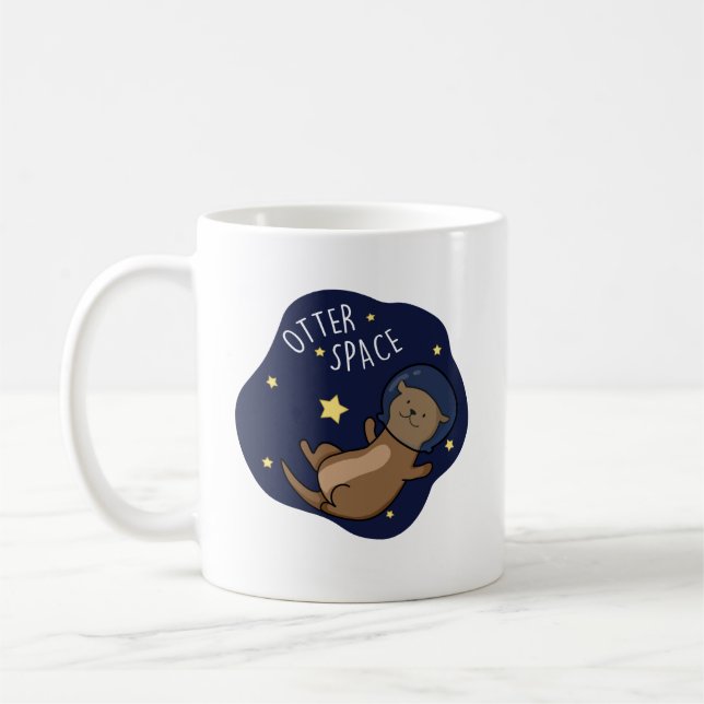 Otter Space Funny Astronaut Otter Pun  Coffee Mug (Left)