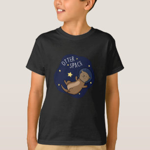Otter Space Funny Astronaut Otter Pun Dark BG T-Shirt