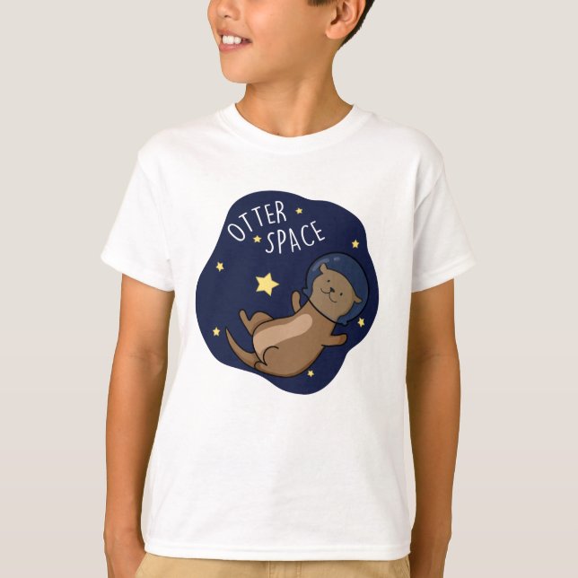 Otter Space Funny Astronaut Otter Pun  T-Shirt (Front)