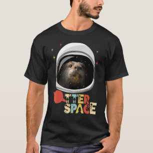 Otter Space  Outer Space Astronaut Helmet Planets T-Shirt
