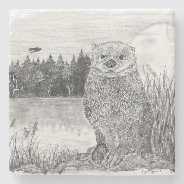 Otter Stone Coaster (Front)