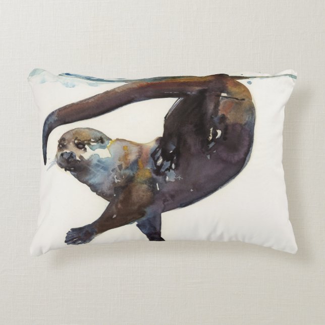 Otter Study II -'Talisker' Decorative Pillow (Front)