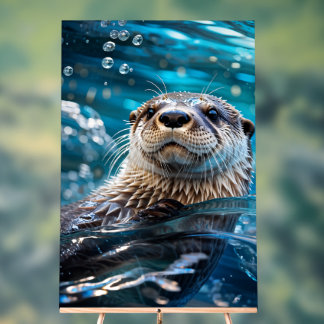 Otter Swimming Acrylic Sign